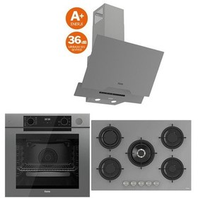 Resim Ferre Steam Plus 75 Serisi QEP64CPR-RS038-D065-SA 3lü Cam Ankastre Set 