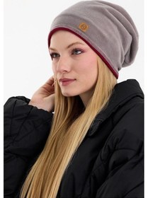 Resim Hünkar Sytle, Çift Renk Çift Katmanlı Katlanabilir Yumuşak Kadın Bere - Standart / Gri-bordo Gri-bordo 