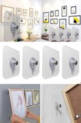 Resim TechnoStation Şeffaf Yapışkan Askı Fotoğraf Çerçevesi Mutfak Banyo Duvar Askı Kanca Tablo Askısı 