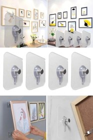 Resim TechnoStation Şeffaf Yapışkan Askı Fotoğraf Çerçevesi Mutfak Banyo Duvar Askı Kanca Tablo Askısı 