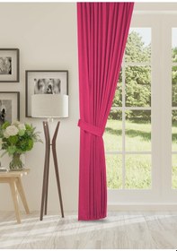 Resim Cheap's Home Petek Dokulu Kadife Dokuma Seyrek 1 X 2 Pileli Fon Perde Fuşya 