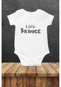 Resim Hediyenza Little Prince Özel Tasarım Bebek Zıbın Pamuklu Çıtçıtlı Body Beyaz 