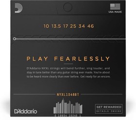 Resim D'Addario Premium Saiten E-Gitarre | HÖCHSTE QUALITÄT DER BELIEBTESTEN SAITENMARKE | NYXL1046BT | "New York" Stahl | Reg.Lt.(10-46) | BalancedTension 