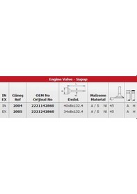 Resim Gunes 2004-2005 Subap Takımı Starex Turbo In 4 / Ex 4 