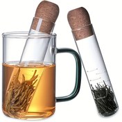Resim Cam Çay Demleme Seti, Şeffaf Çay Süzgeci ile Mantar, Mini Test Tüpü Çay Şişesi, Mutfak için Yeniden Kullanılabilir Çay Yaprakları Demleme Aracı 