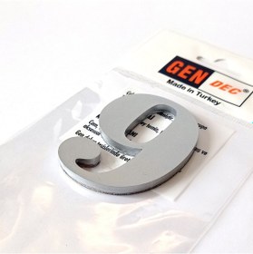 Resim Gendec Kapı Numarası 8Cm No:9 Metalik Gri Kendinden Yapışkanlı Nu 