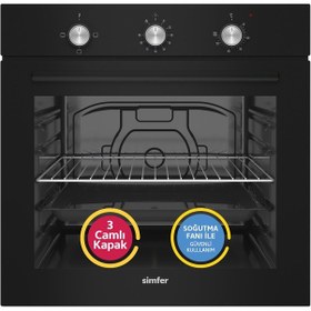 Resim Simfer SB8254 - T3046 - SD8727 Trend Mekanik Siyah Cam 3'lü Ankastre Set 