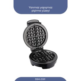 Resim Yapışmaz Belçika Waffle Makinesi, 1000W, Siyah, Pratik ve Şık Tasarım 