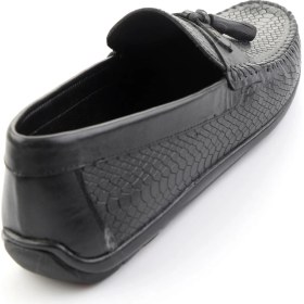 Resim Bambi Siyah Baskılı Hakiki Deri Erkek Loafer Ayakkabı E01697032503 
