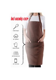 Resim Sevilya Simple Ayar Askılı Mutfak Önlüğü Kahverengi 