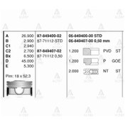 Resim GOETZE/230412B600/PİSTON SEGMANLI I-30 12-16 / IX-35 10-15 / SPORTAGE 11-16 / IX-20 10-13 1.6 BENZİNLİ 050 