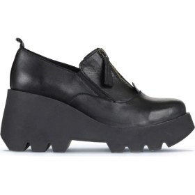 Resim Bueno Shoes Siyah Deri Kadın Dolgu Topuklu Ayakkabı Kısa Tabanlı 39 Numaralı Günlük Kullanım İçin 