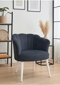 Resim Waterybrook Tekli Berjer Koltuk - Papatya Babyface Kumaş Beyaz Ayaklı - 13 Renk Seçeneği Antrasit 