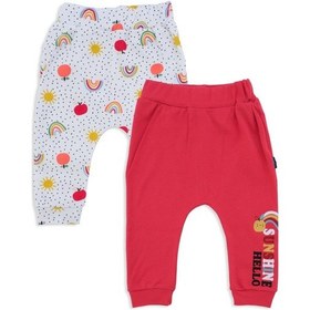 Resim Unisex Bebek Çocuk Gökkuşağı Desen Tek Alt Eşofman Altı 2'li Set 001 