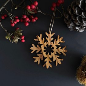 Resim Zeytin Ağacı Kar Tanesi Noel Süsleri, Ahşap Benzersiz Süsler 