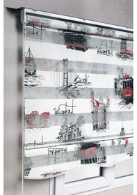 Resim Etekli Istanbul Desenli Zebra Stor Güneşlik Perdeler 