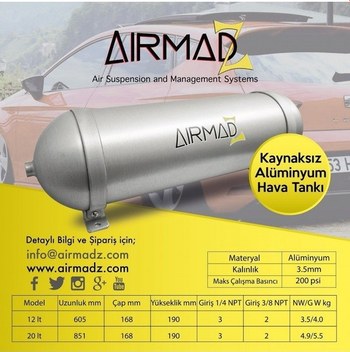 Kaynaksız Aluminyum Hava Tankı 12 Litre