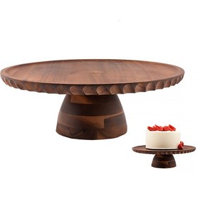 Resim MİEN 28 CM Ayaklı Akasya Pasta Standı - Doğal ve Şık Sunum 