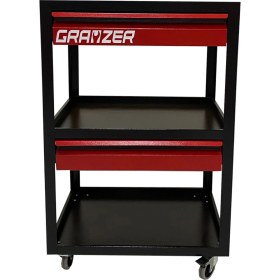 Resim Grayzer Kırmızı İki Çekmeceli Parça Taşıma Takım Arabası Ergonomik Sap ile Atölye ve Ev Kullanımı 