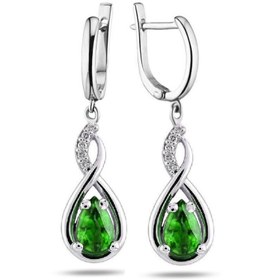 Resim Brezza Lusso Jewelry 925 Ayar Su Damlası Zümrüt Zirkon Taşlı Gümüş Küpe 