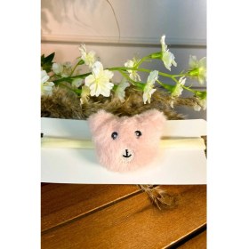 Resim Şubu Tasarım Ayıcık Figürlü Lastikli Bebek Bandanası Pudra SBT555 