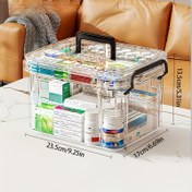Resim 1 Adet EASYJOY Büyük Kapasiteli Çift Katmanlı İlaç Organizatör Kutusu - Bölmeli Su Geçirmez Şeffaf Plastik Saklama Kabı, Ev ve Seyahat İçin Kolay Erişim & Görünürlük 