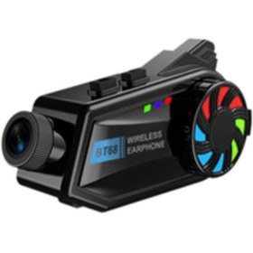 Resim Junglee BT68 Kask Kulaklık Ses Kontrolü 1080p Video Kayıt Kameralı Intercom Motosiklet Bluetooth 