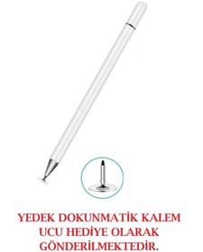 Resim TEKNETSTORE Dokunmatik Kalem Yedek Uç Hediyeli Tablet Kalemi Çizim & Yazı Kalemi Dokunmatik Kalem Beyaz 