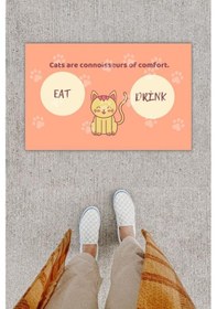 Resim Dijital Baskı Dekoratif Kedi Yavruağzı Kapı Önü Paspası K-1213 