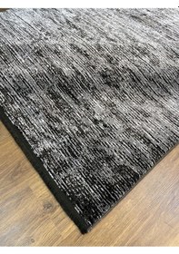 Resim Siyah Gümüş Natural Viskon Spor Desen Salon Halısı 160x230 Diğer 