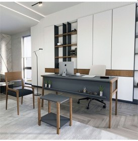 Resim Zenith Ofis Masa Takımı Antrasit Ceviz 