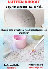 Resim Su'lepas Özel Boyama Kağıdı Sayılarla Boyama Seti Boya ve Fırça Dahil (AHŞAPSIZ) - KIŞ VE KEDİ 