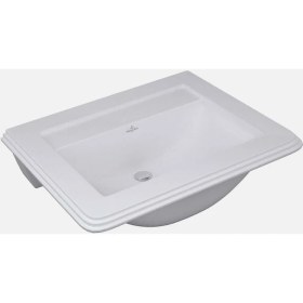 Resim Villeroy Boch VB710263R1 Hommage Dikdörtgen Gömme Lavabo Alpin Beyaz Ceramicplus Tek Batarya Delikli 63X52,5 