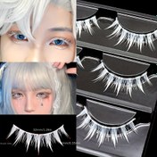 Resim Kostüm Doğal Küme Kabarık Sahte Kirpik - C Kıvrım, Beyaz Renkli, Çoklu Çiftler (3 Çift), 0.10mm Kalınlık, 10-12mm Uzunluk, Sahne Performansı & Manga Kirpik Seti 