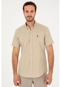 Resim U.s. Polo Assn. Erkek Açık Haki Gömlek Kısa Kollu 50283801-vr183 Açık Haki 