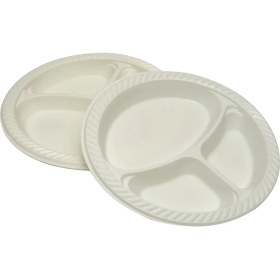 Resim 2 Adet Soyalan Plastik Tabak 3 Bölmeli 10 Lu 