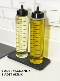 Resim HENASURFACE Borosilikat Cam Yağdanlık 2ad 500ml Ve Kompozit Granit Altlık 1ad 