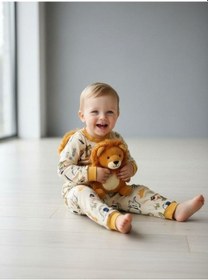 Resim Zekids Erkek Bebek Pamuklu Safari Desenli Pijama Takımı-16848 Çok Renkli 