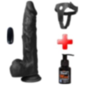 Resim Lilitu Shop 21 Cm Belden Bağlamalı Titreşimli Gerçekçi Silikon Zenci Penis Se 