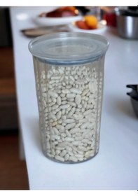 Resim Kuru Gıda Erzak Saklama Kabı Vakumlu Kapak Baharatlık 1 Lt Şeffaf 