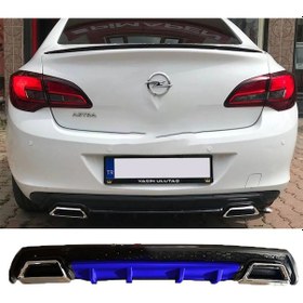Resim Opel Astra J Sedan Mavi Difüzör Çiftli Kare Egzoz Görünümlü D Tip Difizör 
