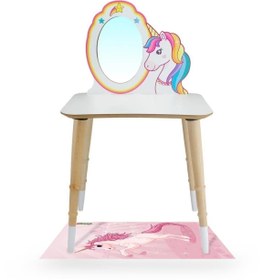Resim ROZİTOYS Çg73 Ahşap Çocuk Makyaj Masası, Unicorn Makyaj Masası T3003 