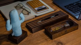 Resim KAYIGO Woody Koyu Kahverengi Üçlü Ofis Seti - Mavi Kaktüs 