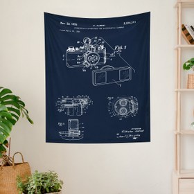 Resim Leica M Fotoğraf Makinesi Navy Blue Duvar Örtüsü - 100 cm x 135 cm 