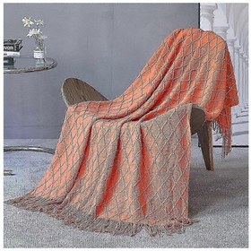 Resim Nordic Örme Battaniye - Yumuşak, Dokulu Ve Sağlam, Avrupa'da Kanepe, Yatak Ve Noel Dekorasyonu İçin 130x230 Cm, Elmas Turuncu 