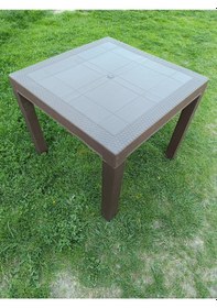 Resim Evko Mobilya Rattan 90x90 Masa, Plastik Masa, Bahçe Balkon Teras Masası, Kare Masa, Dış Mekan Masası Acı Kahverengi 