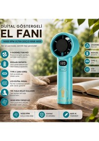 Resim Kalemhane Ultra Güç El Fanı- 5 Kademeli Yeşil 