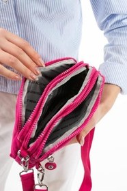 Resim Unisex Pratik Omuz Çantası, 3 Fermuarlı Çok Bölmeli El ve Bilek Modeli, Su İtici Kumaş, Ayarlanabilir Çıkarılabilir Uzun Askılı Günlük Çanta 20x11x5 cm 