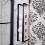 Resim Miray Evim Tuvalet Kağıtlık Raf Model Metal Siyah 