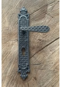 Resim ANTİK OKSİT SİYAH KAPI KOLU PİRİNÇ YALE AHŞAP KAPI KOLU PİRİNÇ EL 